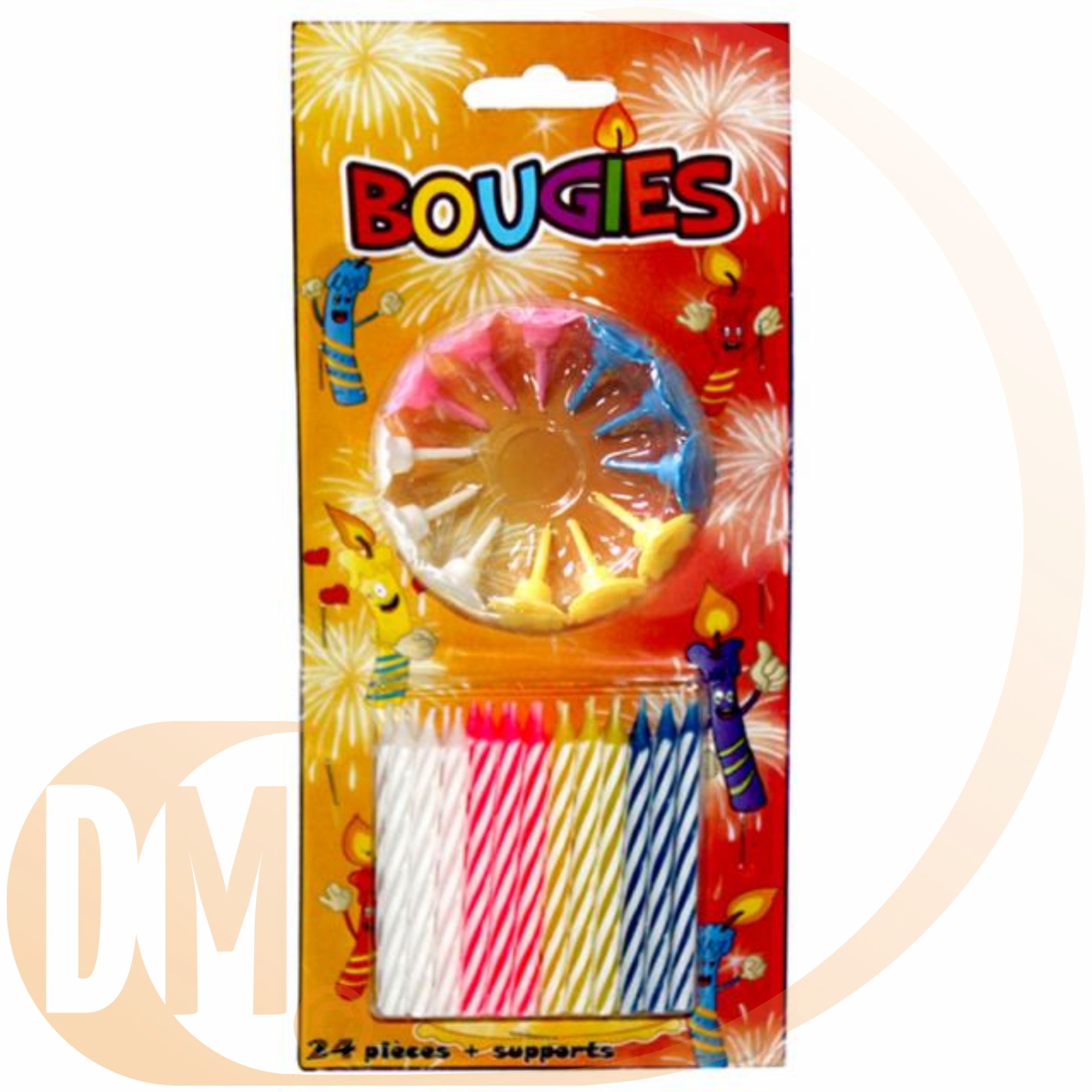 Bougies avec support couleurs assortie