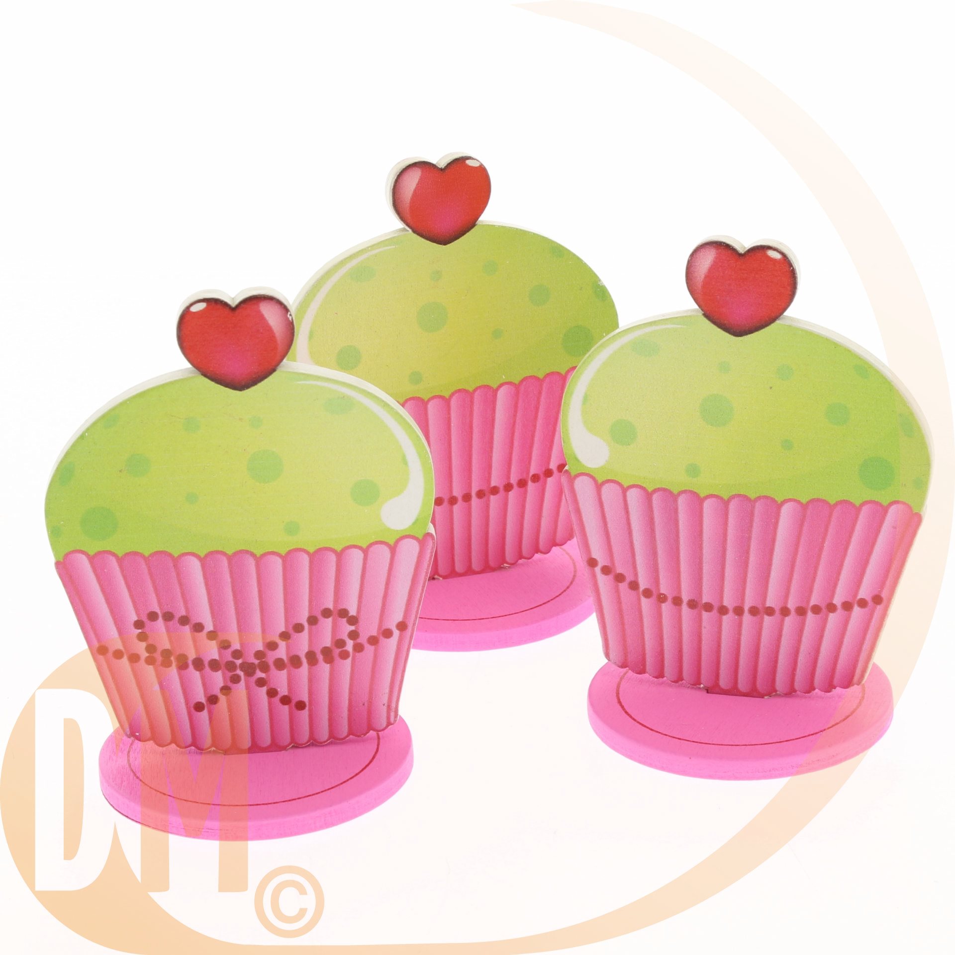 Lot de 3 centres de table Cupcake 10 cm