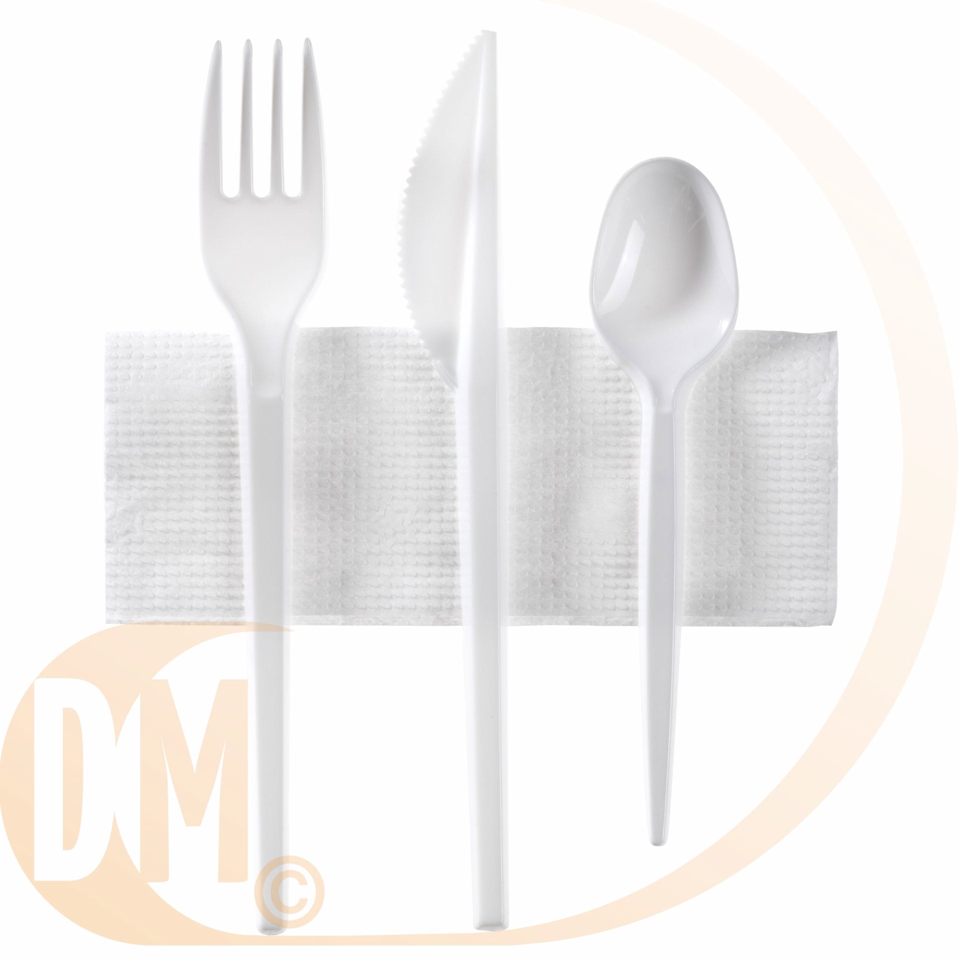 Sachet couverts plastique blanc