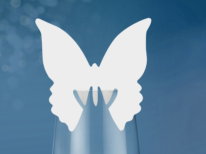 Papillon marque place pour verre par 10