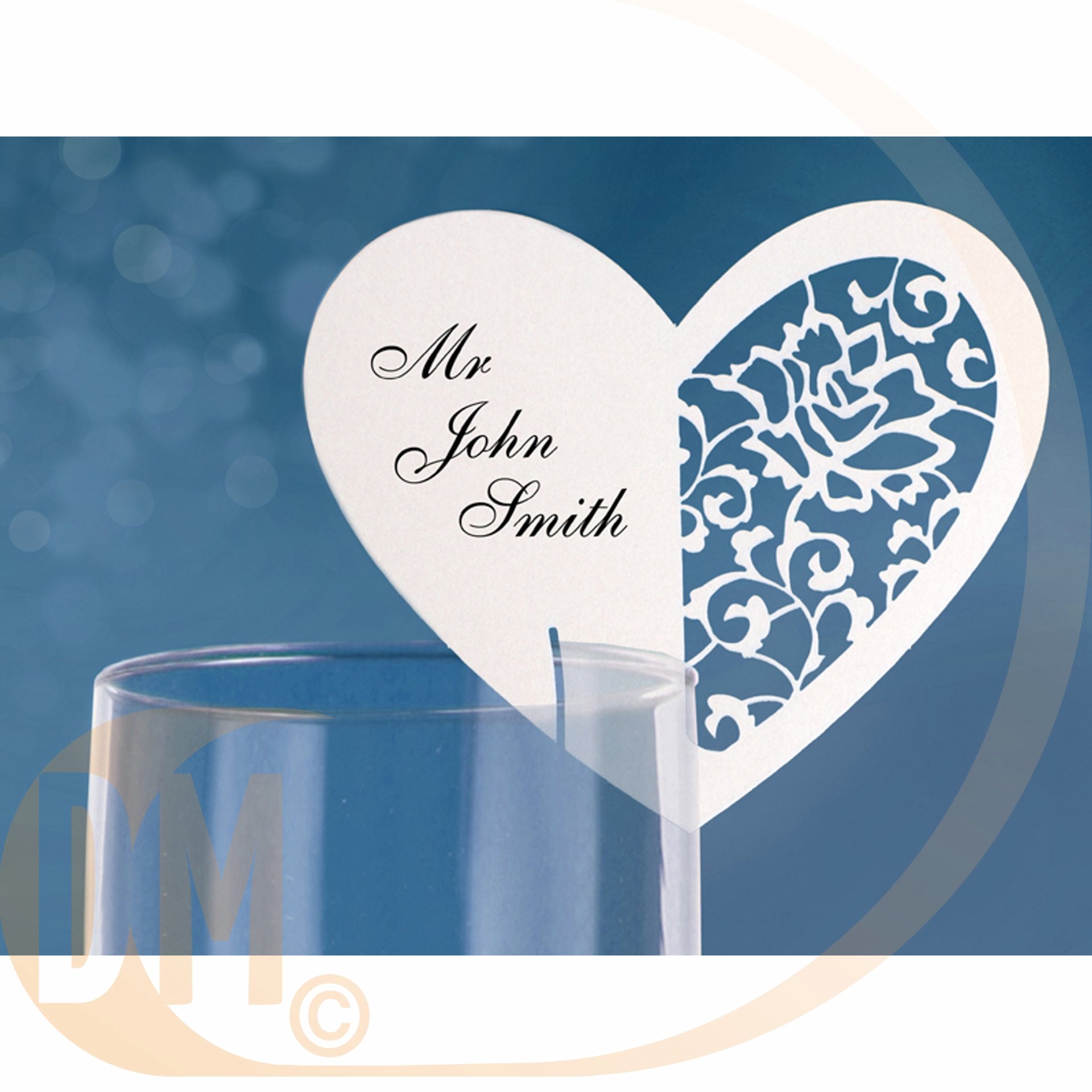 Marque place pour verre forme coeur par 10