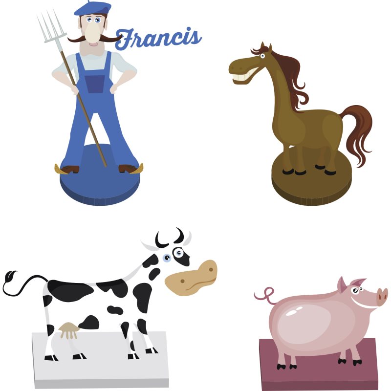 Set 4 marque place la ferme 