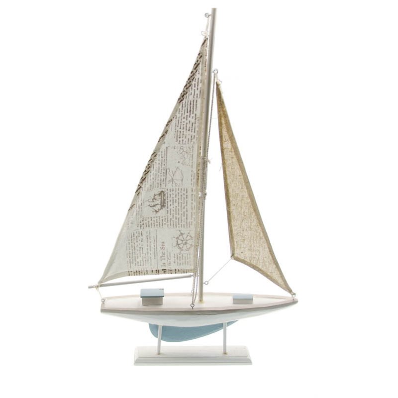 Voilier bois blanc bleu ciel 