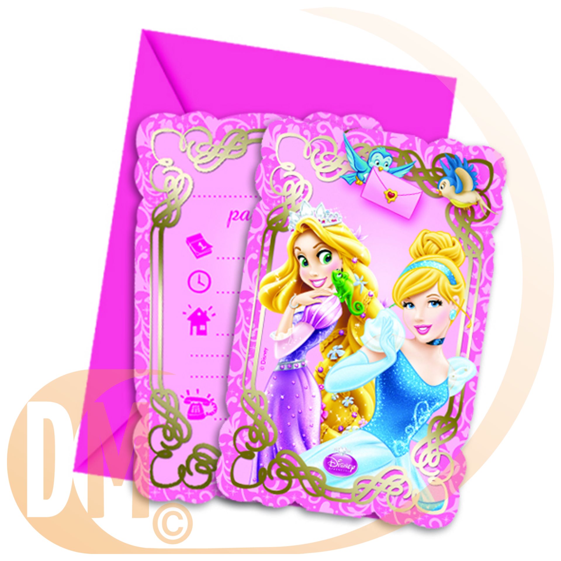 Invitation anniversaire Princesse et Animaux 