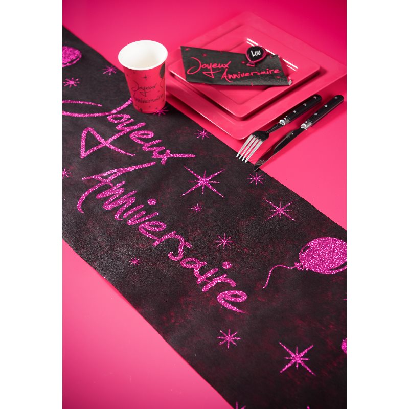 Chemin de table Joyeux Anniversaire paillet�