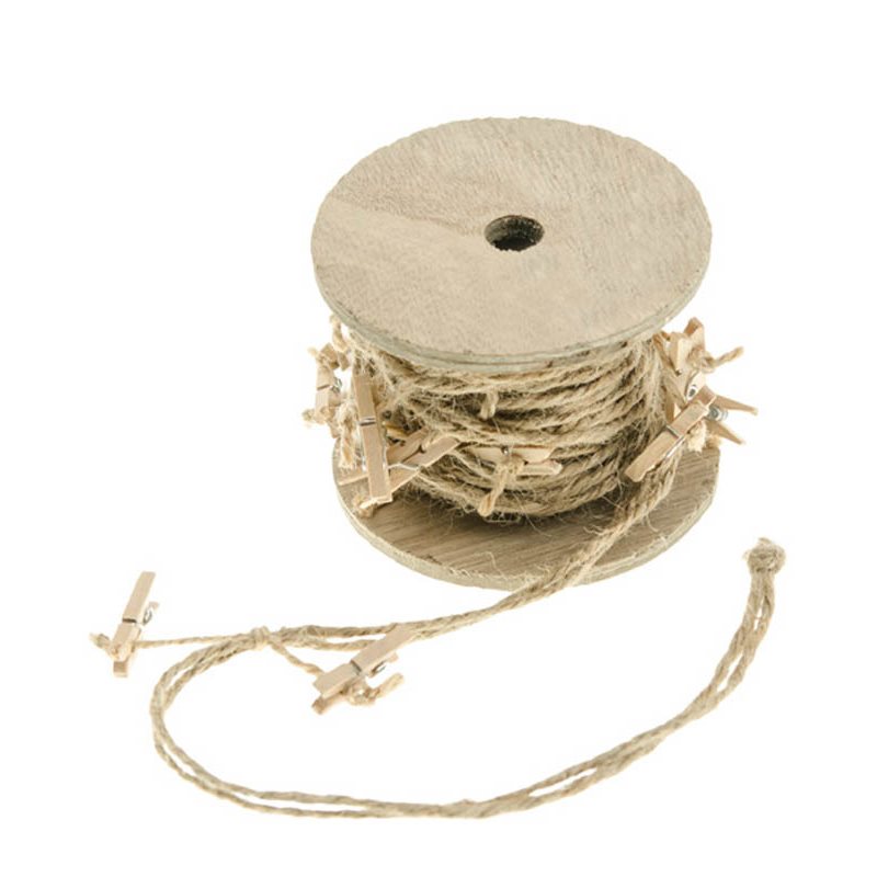 Cordelette avec 16 pinces bois