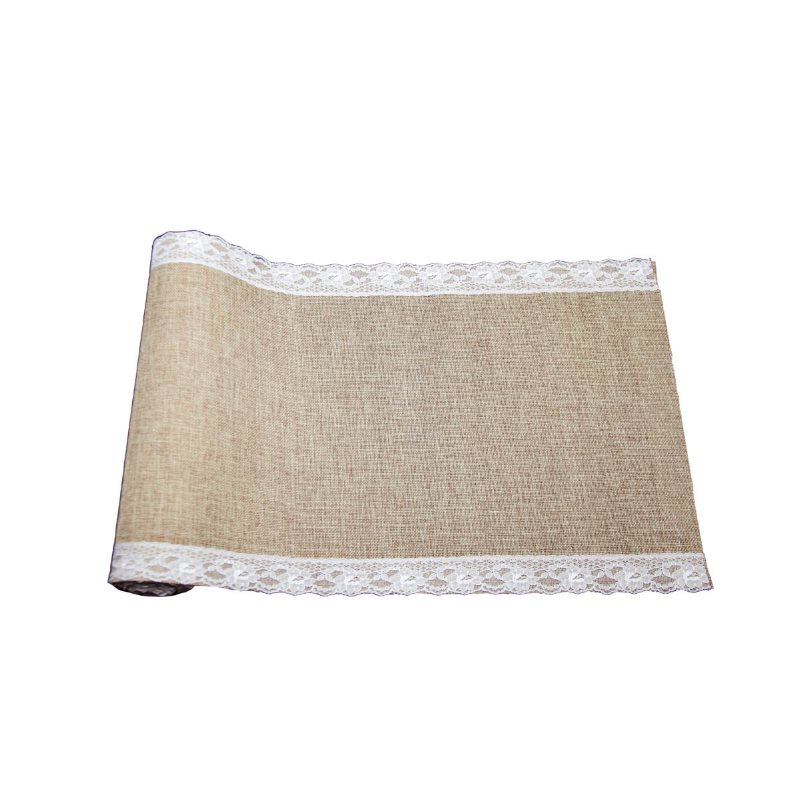 Chemin de table jute avec dentelle 