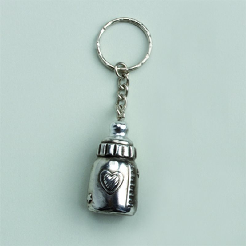 Porte cl�s biberon gris par 2 
