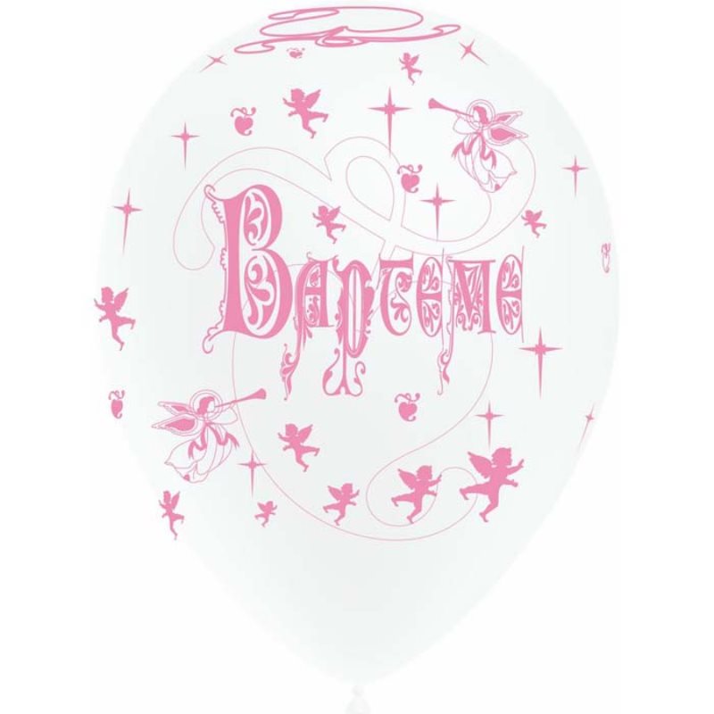 Ballon impression Bapt�me tout autour couleur x8