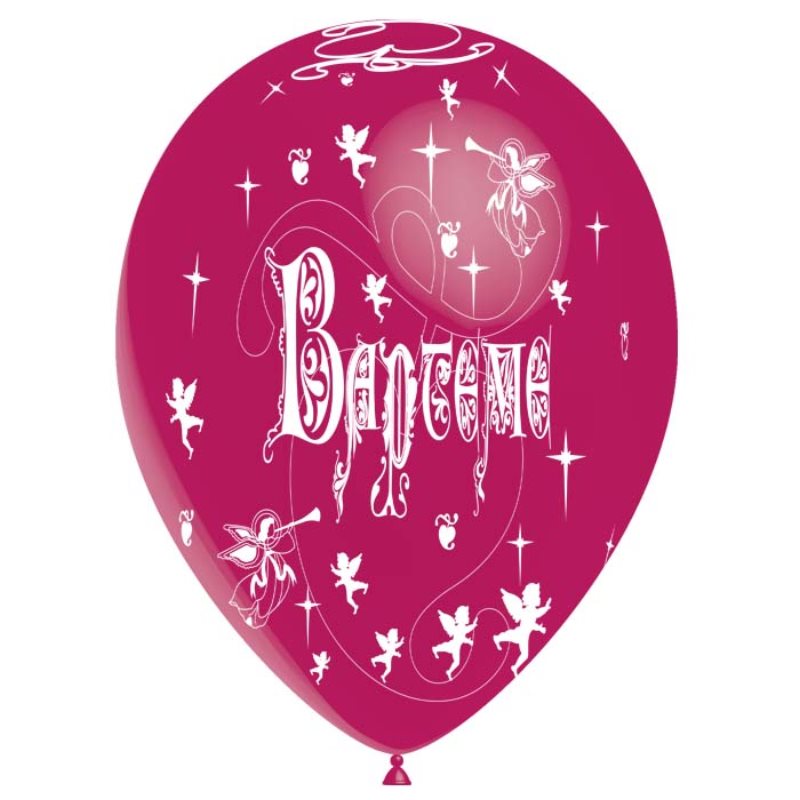 Ballon impression Bapt�me tout autour couleur x8