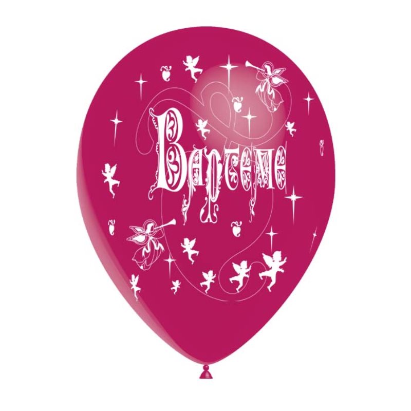 Ballon couleur impression Bapt�me 1 face x 10