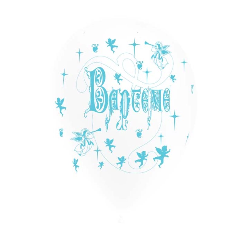Ballon couleur impression Bapt�me 1 face x 10