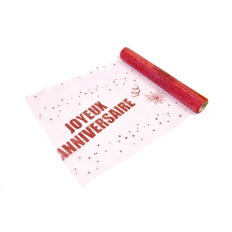 Chemin de table Joyeux anniversaire Organza