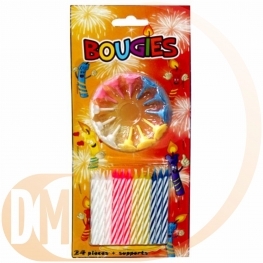 Bougies avec support couleurs assortie