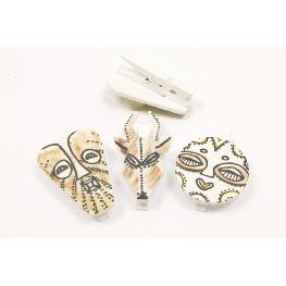 Masque africain en bois sur pince (x6)